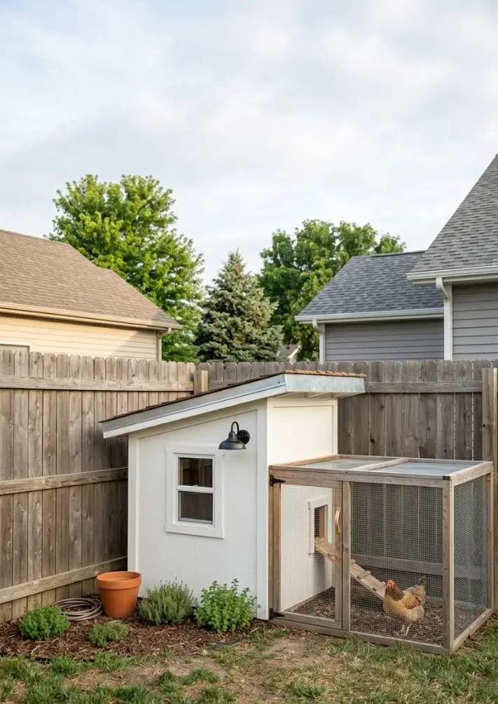 Compact-White-Coop-for-Small-Backyards 17 Cute Chicken Coop Ideas for Backyards That Are Practical and Pretty