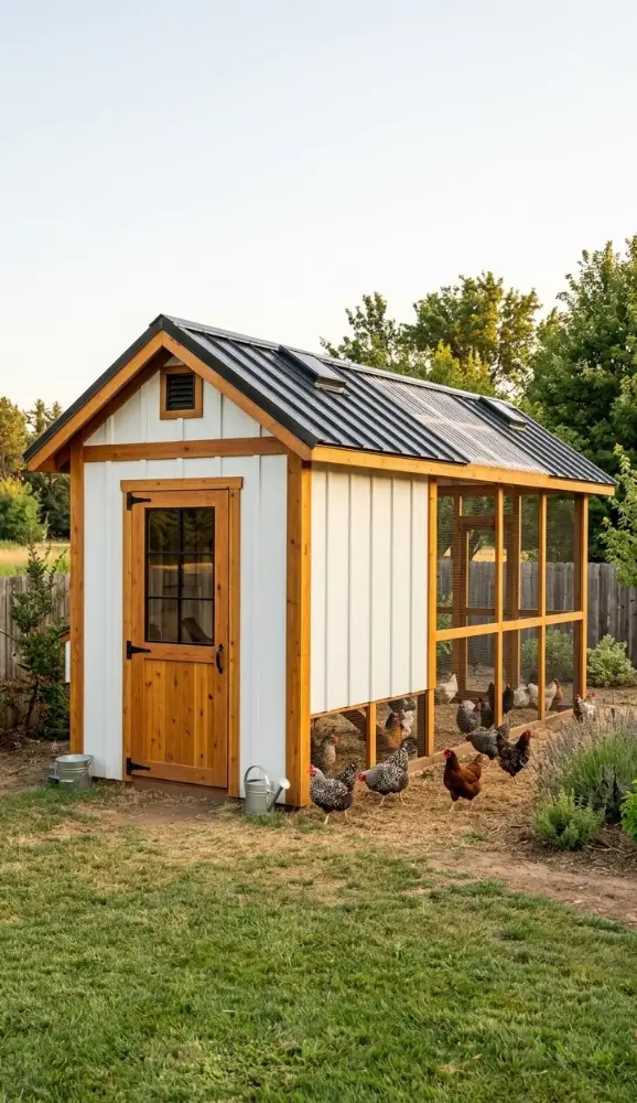 Walk-In-Coop-With-Farmhouse-Charm 17 Cute Chicken Coop Ideas for Backyards That Are Practical and Pretty