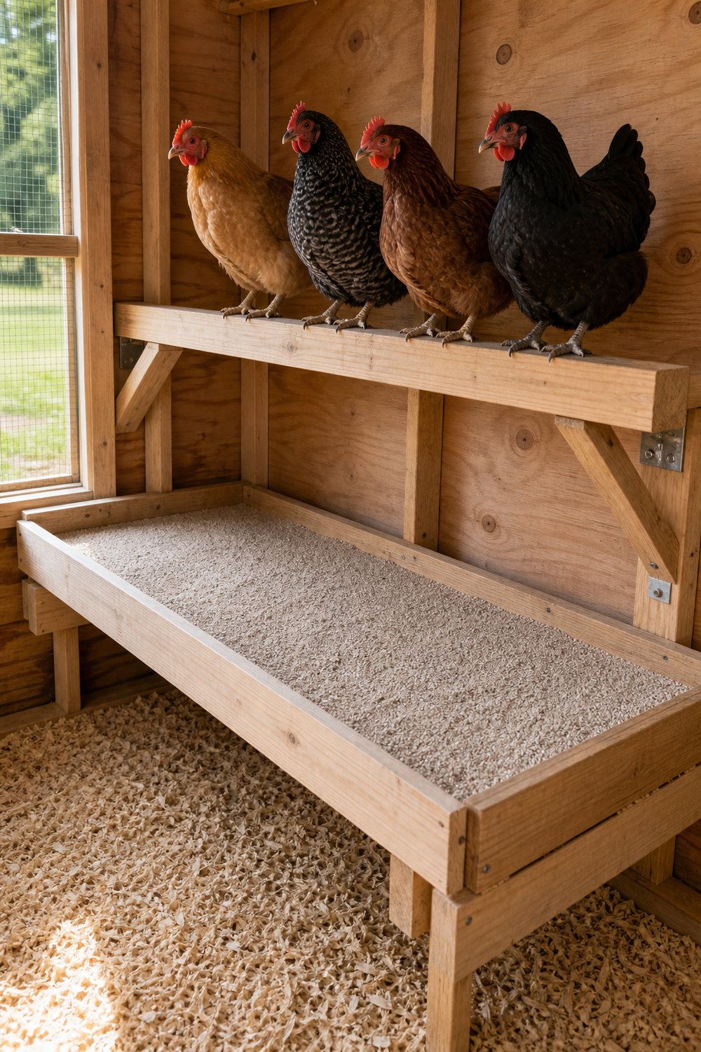 roosting-bar-poop-board-vertical Roosting Bars for Chickens: The Right Size, Height, and Materials (Most Coops Get It Wrong)
